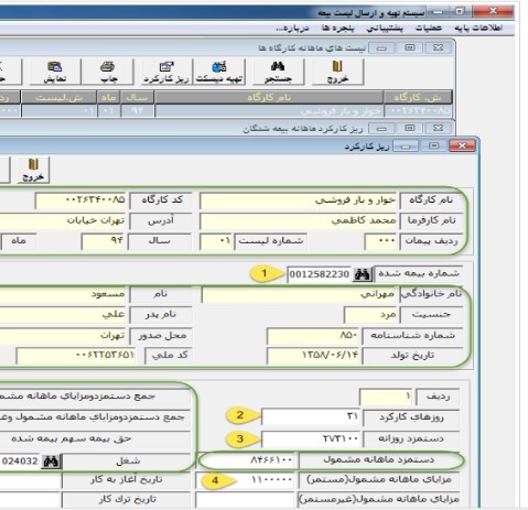 فرم ثبت ریز کارکرد